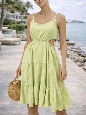 knee length dresses for ladies ELONA maxi linen summer dress in dusty pink – • unlined •